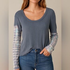 Free People “We The Free” Thermal Tie-Dye Sleeve Top